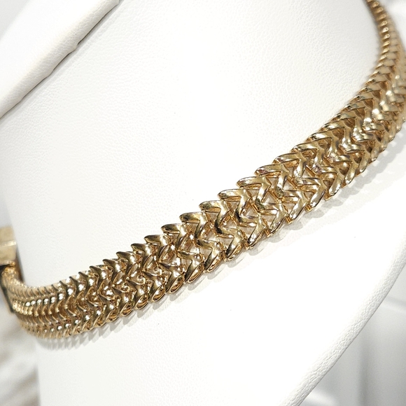 Givenchy Vintage Crystal Logo Gold Chain Choker Necklace - Picture 11 of 16